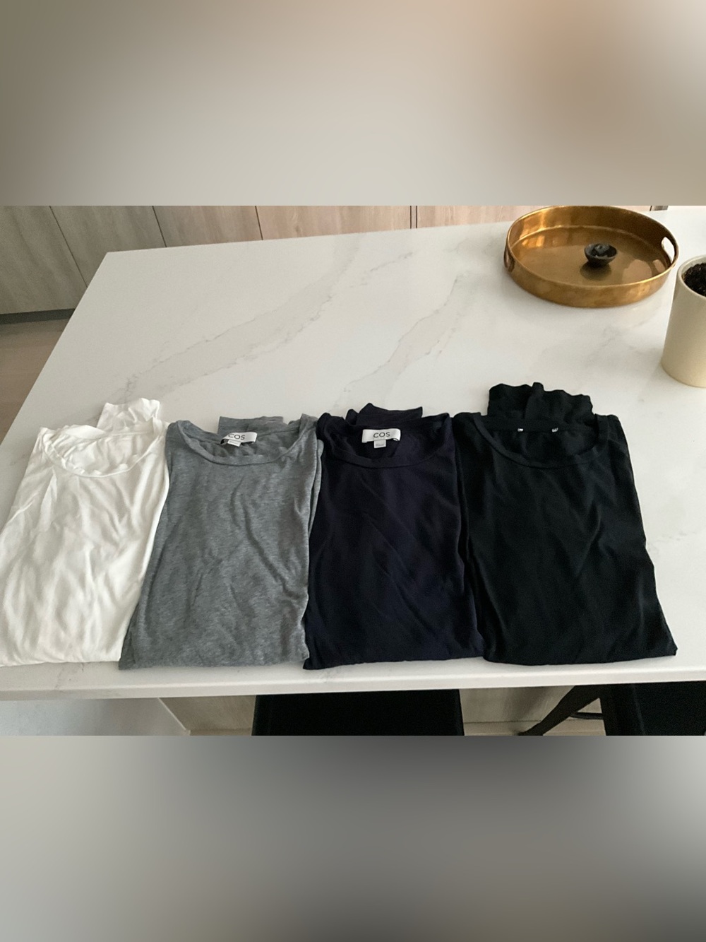 COS Cotton longsleeved top, set of four, large, cotton stretch